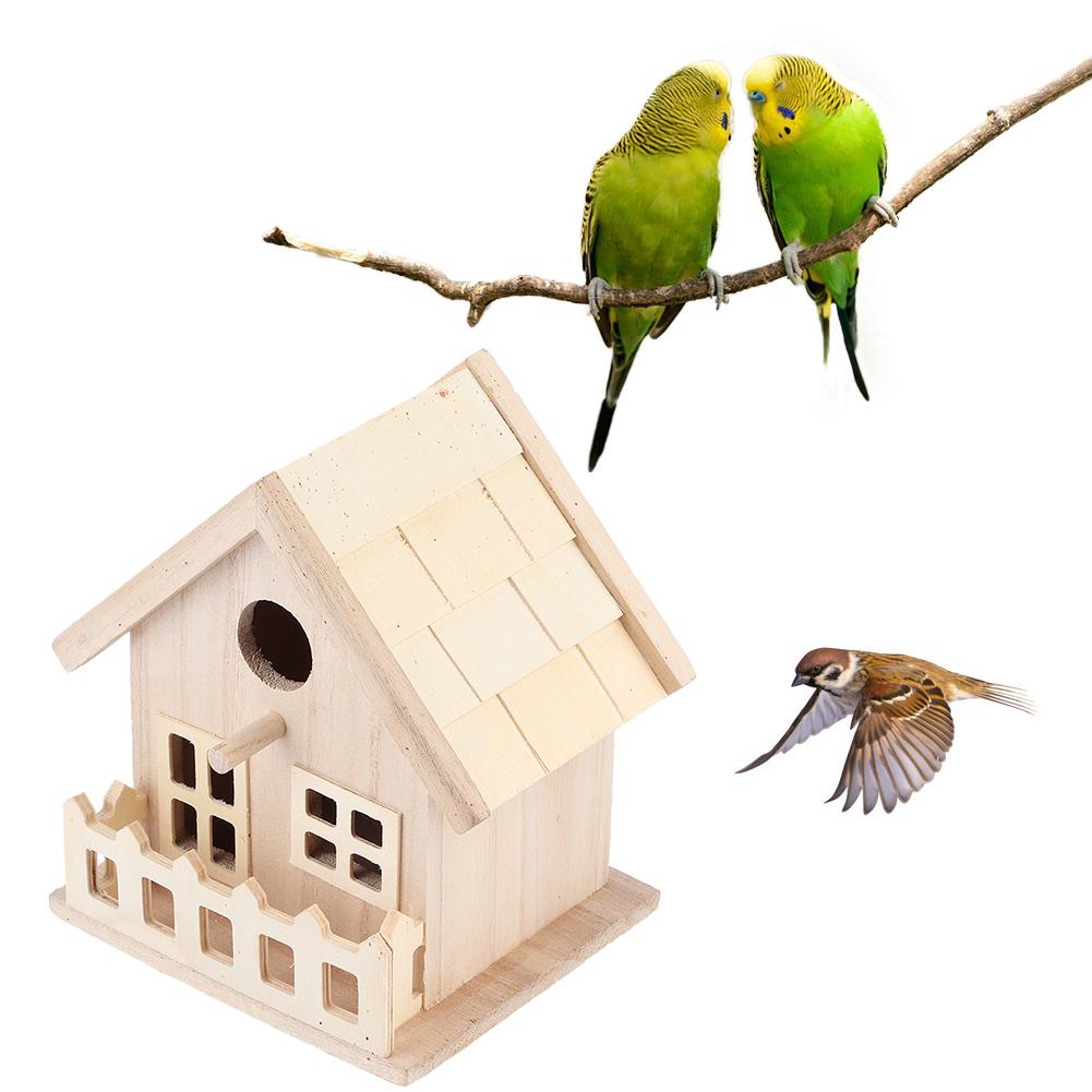 Wooden Bird House Nests Outdoor Hanging Birds Parrots Resting Breeding Box Decoration