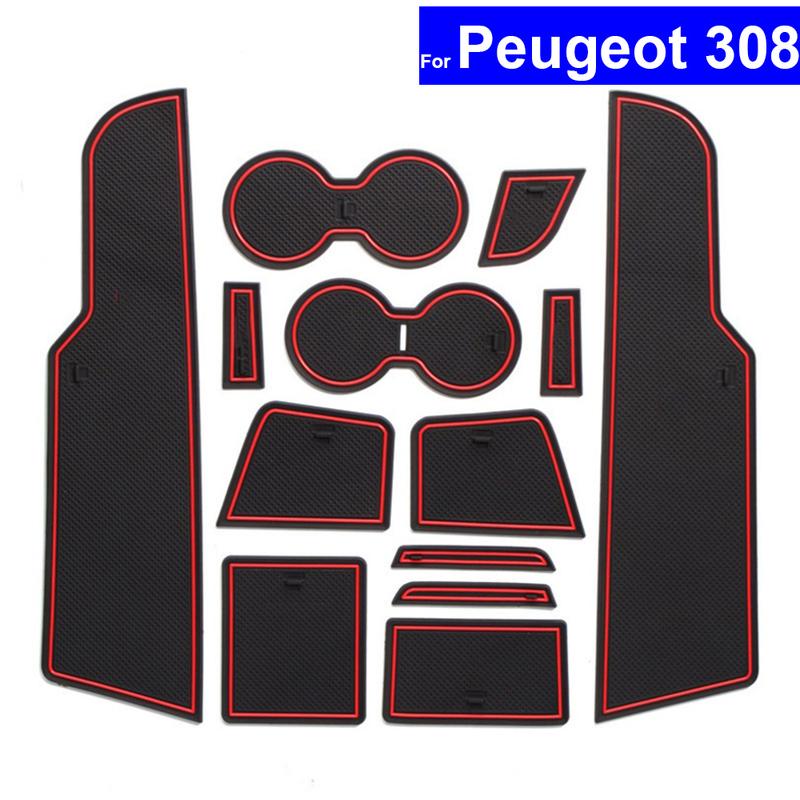 Non-slip Car Door Slot Mats Gate Carpets Position Cup Holder Pads For Peugeot 308 2016 2017 Door Groove Mat