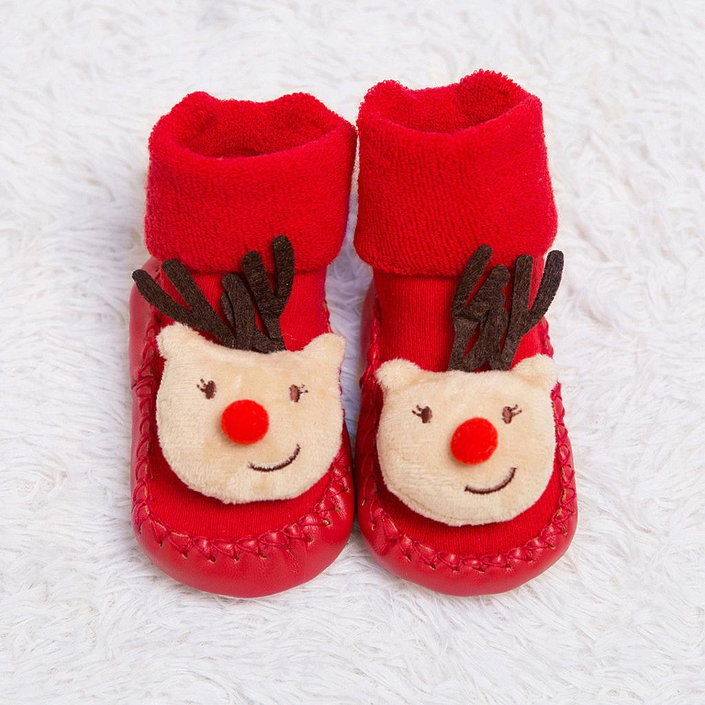 Newborn Baby Boys Girls Christmas Floor Socks Anti-Slip Baby Step Socks