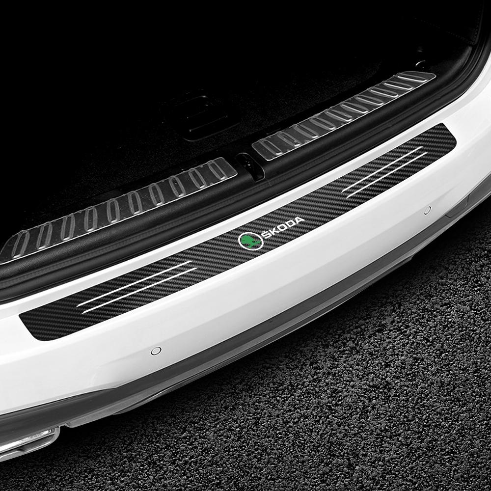 WUM1 Carbon Anti Scratch Threshold Bumper For Skoda S Octavia Fabia Scala VII Car Rear Trunk Protector Strip Sticker Car Accessories
