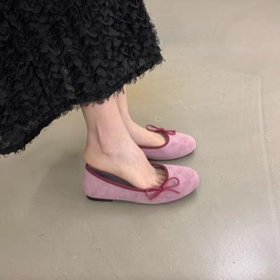 "Встреча Элегантности" Французские Весенне-Осенние Вечерние Одинарные Туфли на Плоской Подошве Женские Нежные Банты Балетки Бабушкины Ледишуз Женские