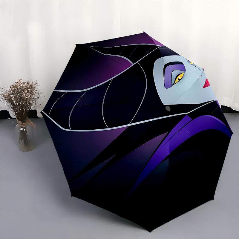 Maleficent, Villain Themed Automatic Opening and Closing Umbrella, Brightly Colored 8-rib Portable Umbrella, Suitable for Men and Women, A P