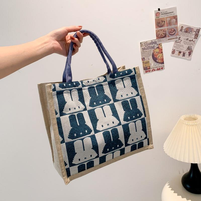 Женская сумка простая чистая льняная модная портативная магнитная пряжка одно плечевая сумка сумка кролик