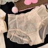 Sweet Wind Girl Mesh Underwear Women's Summer Thin Sexy Medium High Waist Lace Triangle Pants