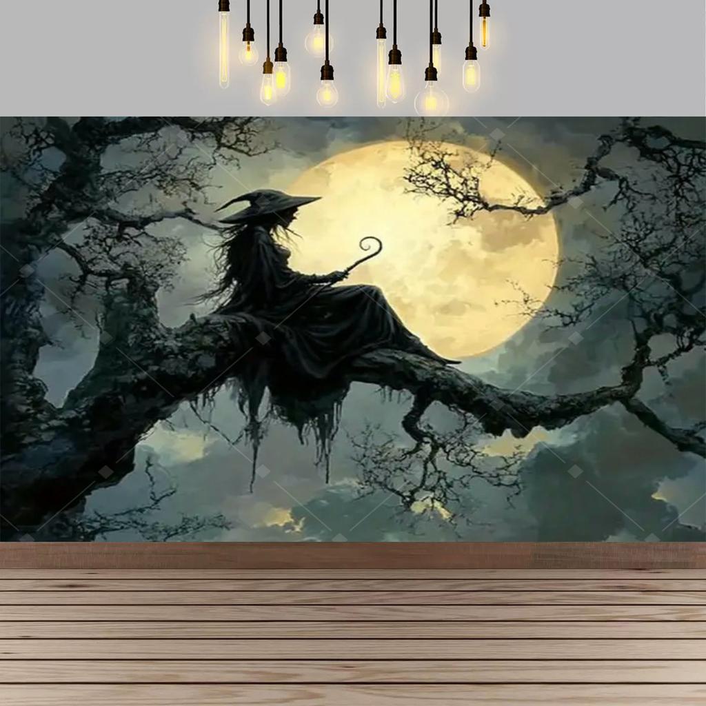 Gothic Halloween Vampire Medieval Castle Witch Moonlight Bat Background Halloween Party Decoration Backdrop Accessory731