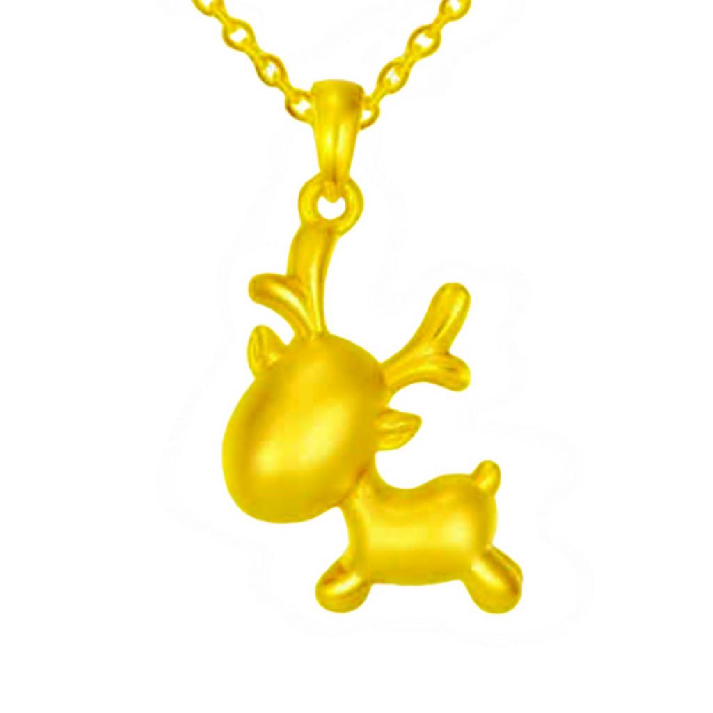 Yi Hua Gold Christmas Plum Blossom Reindeer Pendant Necklace for Men, Women, & Children