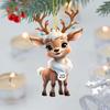 2D Плоский Олень Автомобильный Шарм для Зеркала Заднего Вида Акриловый Мультяшный Лось Подвеска на Рождественскую Елку
