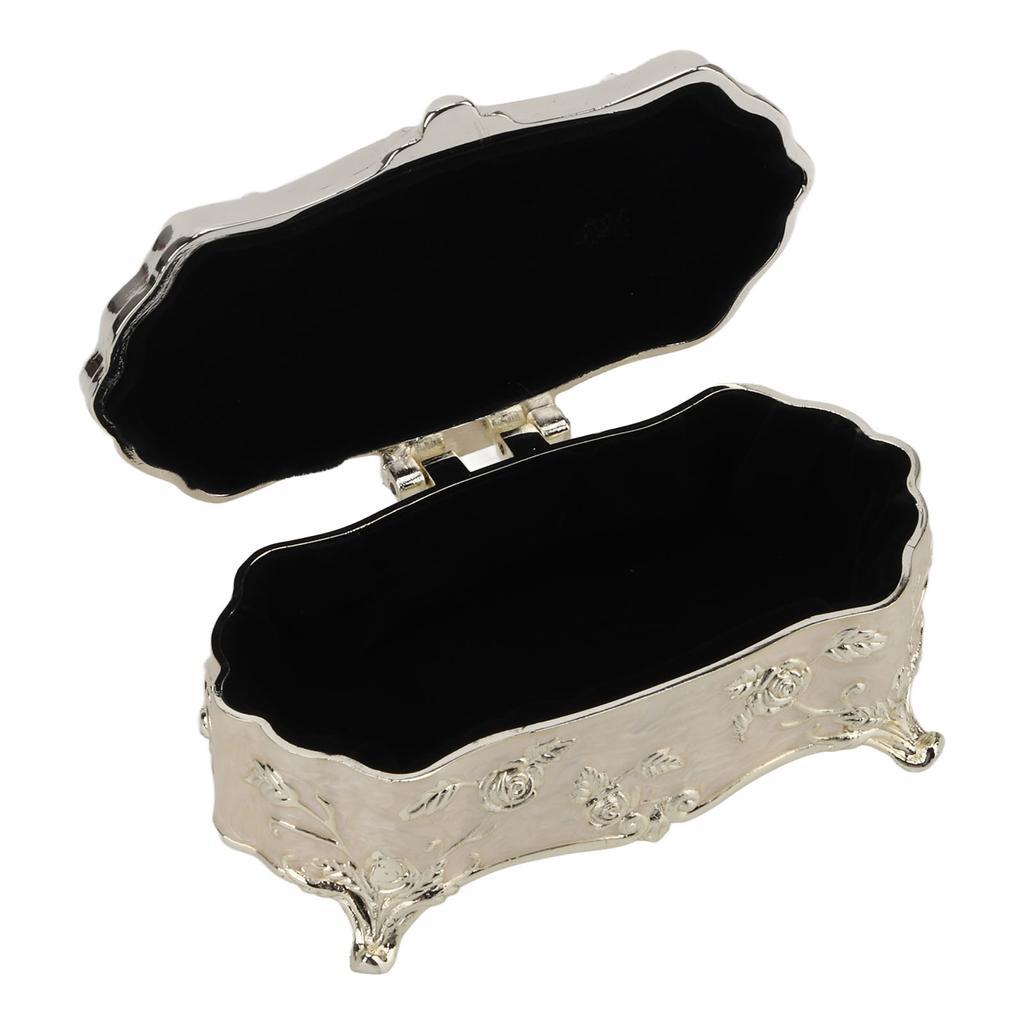 Винтажная шкатулка для украшений Маленькая белая Винтажный сплав цинка Эмаль Органайзер для украшений Металлическая шкатулка для мелочей Ювелирные изделия