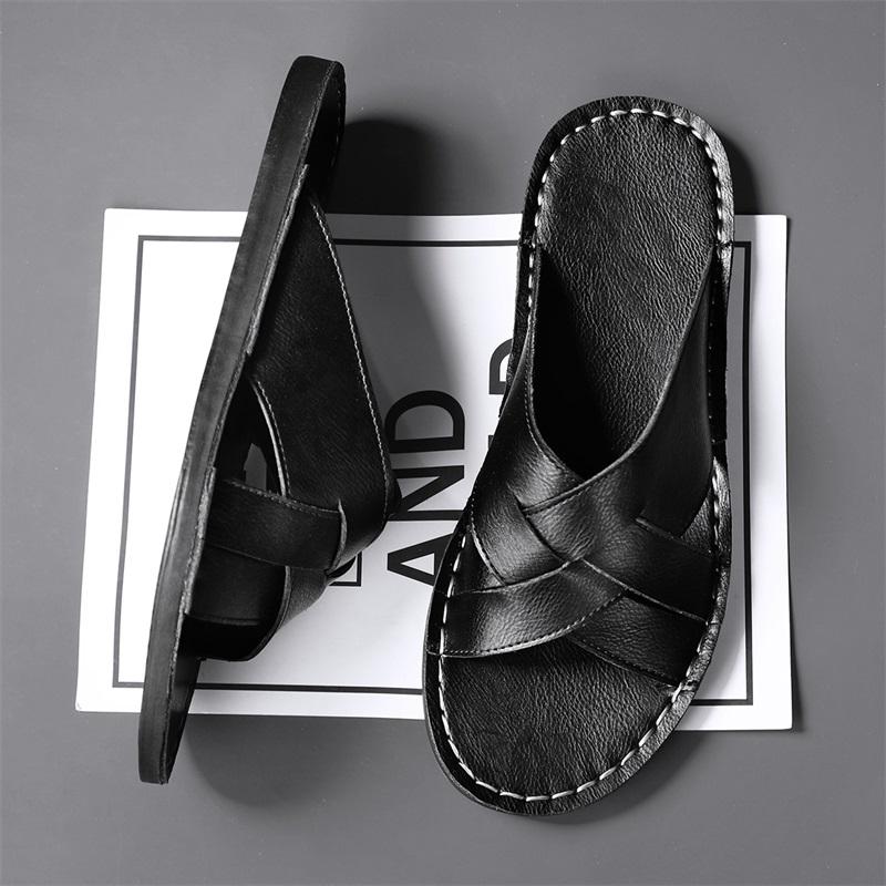 Модная верхняя одежда Мужские тапочки Нескользящие Повседневные Полушлепанцы для мужчин Летняя кожаная Повседневная Пляжная обувь Быстросохнущая Обувь для плавания Акваобувь Шлепанцы