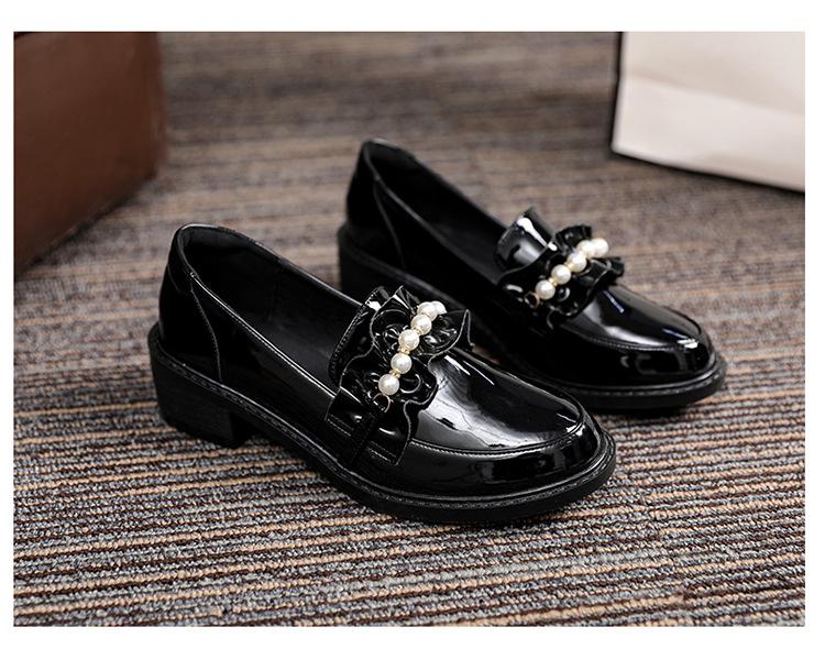 Модные шикарные матовые и лакированные кожаные оборки, бусины, оксфорды, женская обувь, мокасины, круглый нос, толстый каблук, броги, женская обувь, неглубокие жемчужные балетки