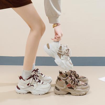 Повседневные женские кроссовки Dad на толстой платформе, кроссовки для бега со шнуровкой, дышащие, нескользящие, сетчатые, теннисные кроссовки для ходьбы, удобные женские спортивные кроссовки