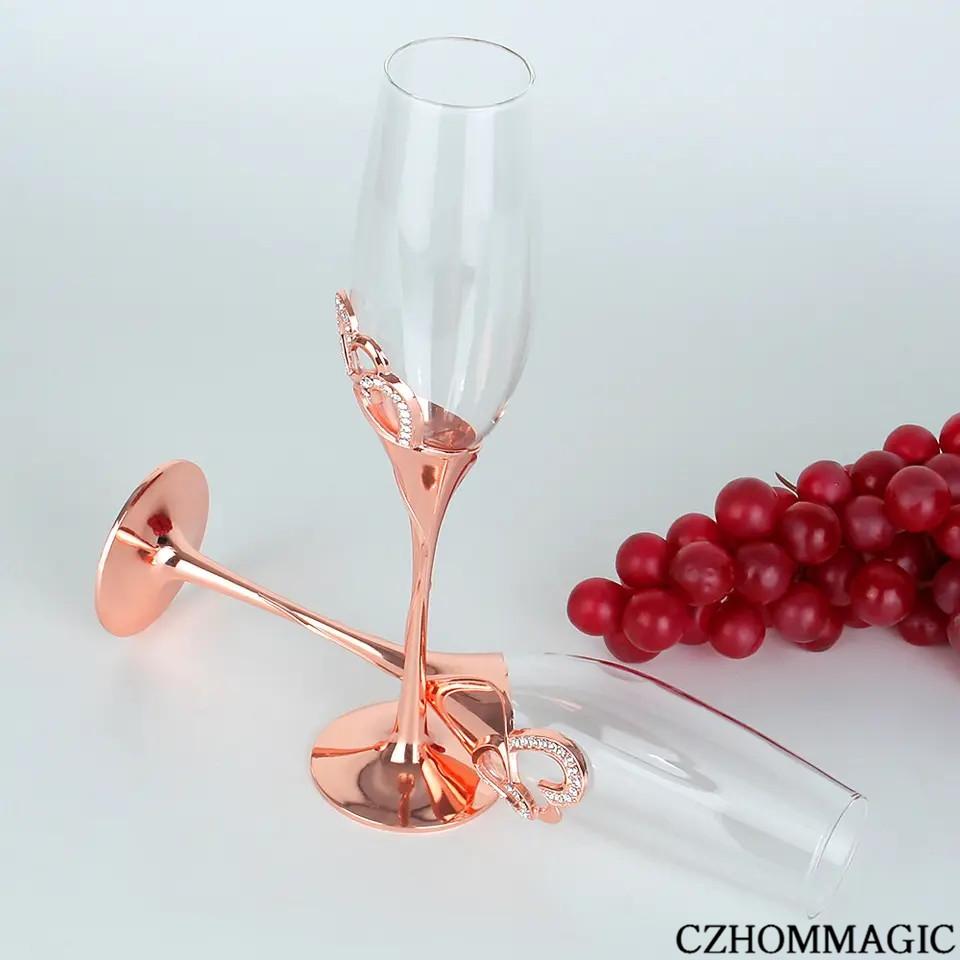 2 шт. 6,76 унций хрустальные бокалы для шампанского Свадебные бокалы для жениха и невесты Чашки для тостов Подарочные наборы для пар Стеклянные бокалы ручной работы для помолвки Свадебная Анна