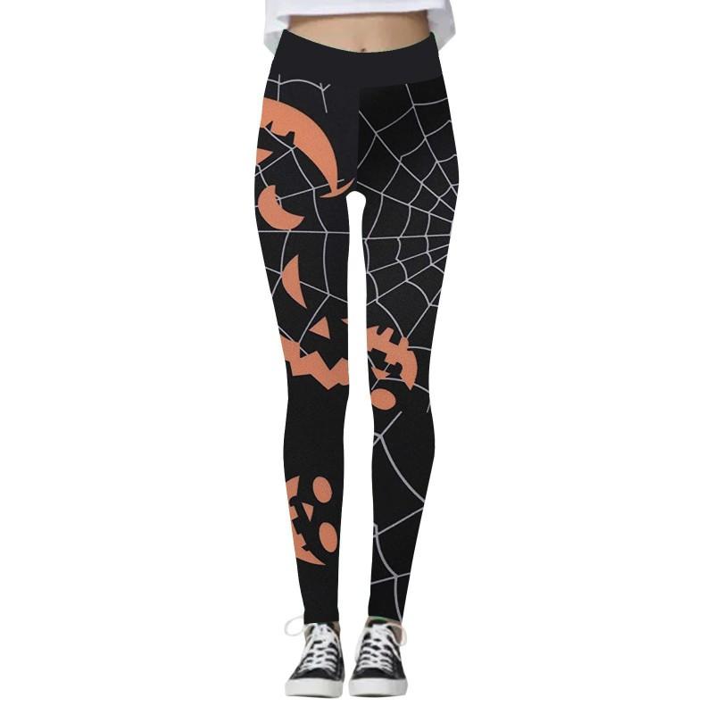 Halloween Womens Yoga Pants 3D Print Pumpkin Skeleton Slim Fit Stretch Workout Leggings