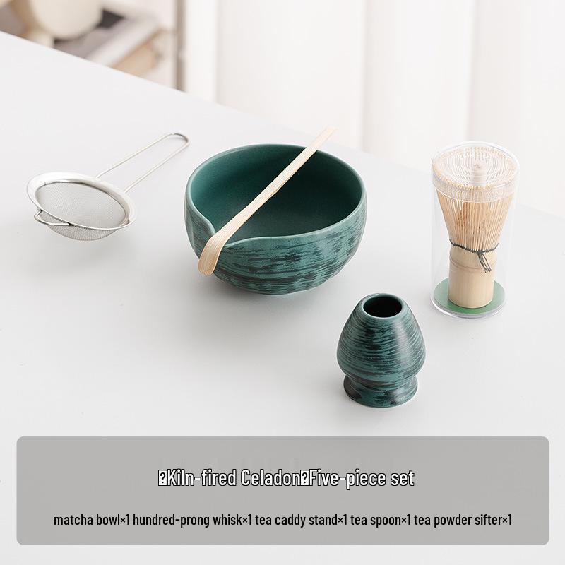 Handmade Japanese Matcha Ceramic Tea Bowl and Bamboo Whisking Tool
