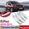 For Peugeot Rifter Partner 2018   Chrome Exterior Door Handle Cover Car Accessories Stickers Trim Set of