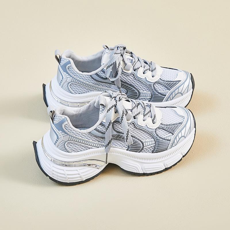 Корейские кроссовки для новых пап для женщин на лето, студенческие спортивные и для отдыха, сетчатые дышащие, на толстой подошве для увеличения роста