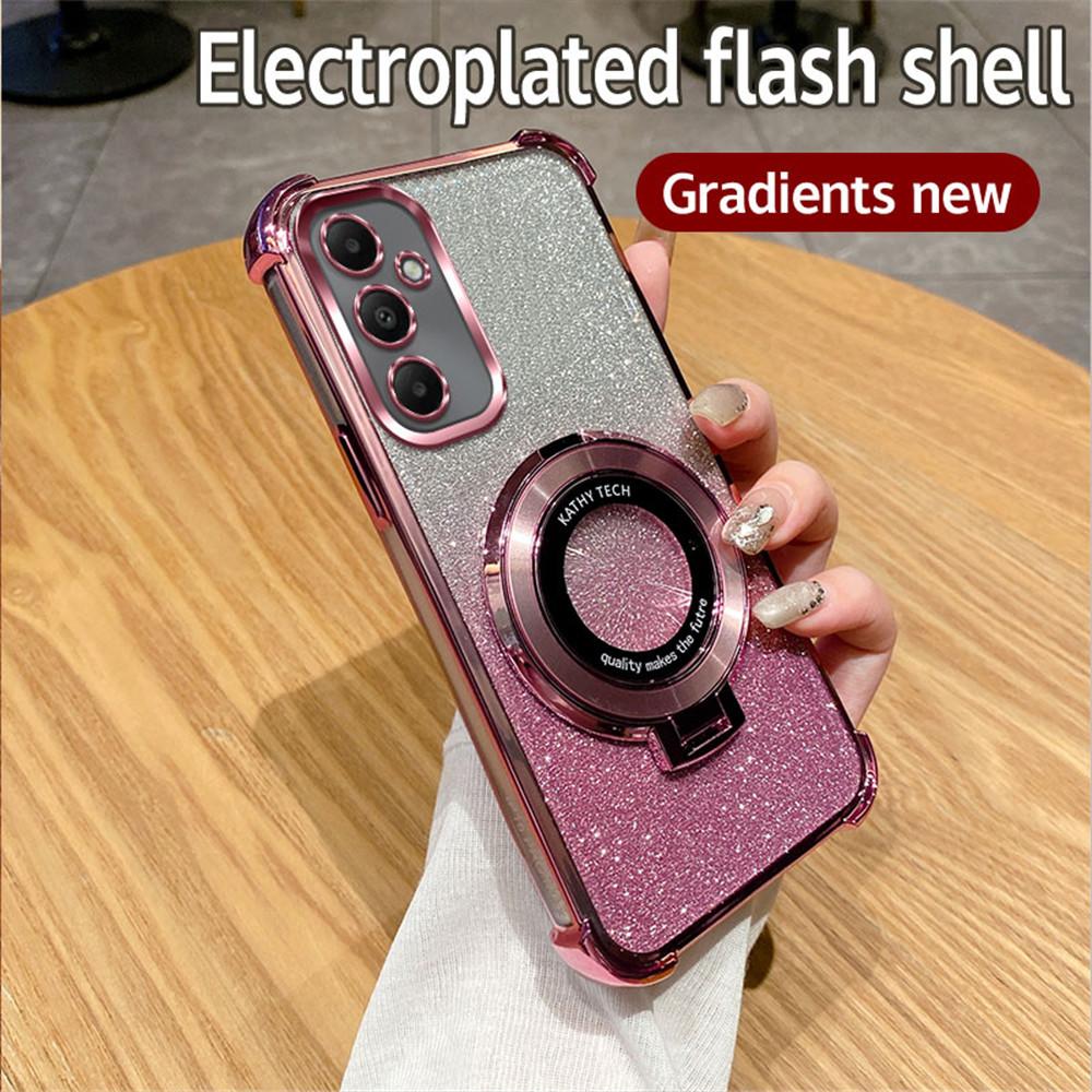 Роскошный блестящий чехол с держателем для Samsung A06 A16 A05S A15 A25 A35 A55 A04 A14 A24 A34 A54 Мягкий противоударный чехол-подставка