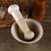 Ceramic Rice Paste Bowl Manual Garlic Mortar Pestle Easy To Clean Grinding Bowl Rod Set  Spice
