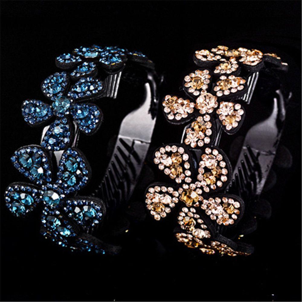 Expanding Bun Maker Rhinestone Hairpins Flowers Hair Clips Crystal Hair Claw Bird Nest Twist Clip
