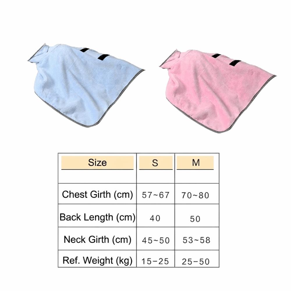 Large Size Cut Pet Bath Robe Microfiber Fabric Dog Drying Coat Small Medium Pets