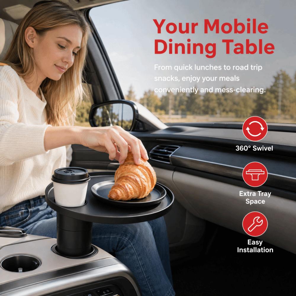 Multifunctional Car Dining Table Vehicle Cup Holder Side Table Travel Food Tray for Car