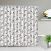 Серия Растения Занавеска для душа Ванная комната Водонепроницаемая Полиэстеровая ткань Занавеска Тканевая Одуванчик Цветочный принт Декор для ванны С крючками