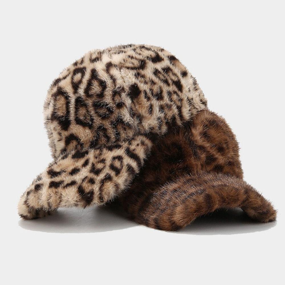 Thickened Leopard Baseball Cap Warm Faux Fur Hat Fashion Snapback Hats Sports