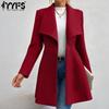 Women's Fashion Casual Solid Color Print Autumn Winter Long Sleeve POLO Neck Jackets & Coats