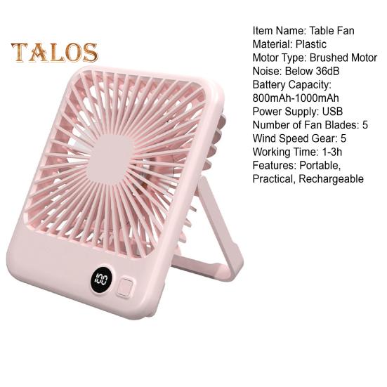 Электрический мини-вентилятор с бесщеточным двигателем, 5 скоростей, мощный поток воздуха, низкий уровень шума, компактный дизайн, портативный вентилятор воздушного охлаждения