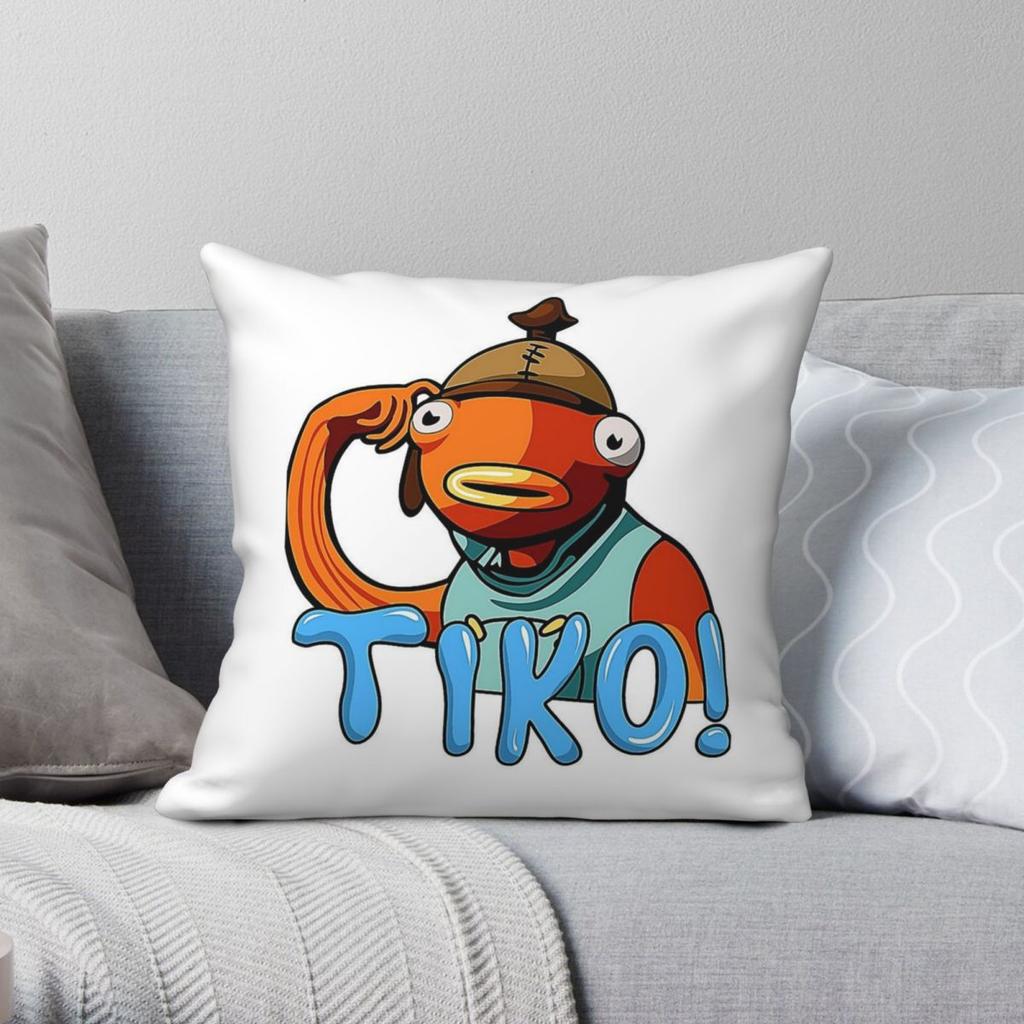 Tika Tiko Fish Pillowcase Polyester Linen Velvet Printed Zip Decorative Pillow Case Home Cushion Cover