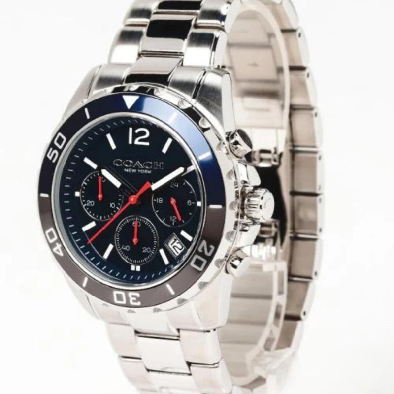 Coach Мужские часы Kent Chronograph с синим циферблатом и серебристым стальным ремешком - 14602555