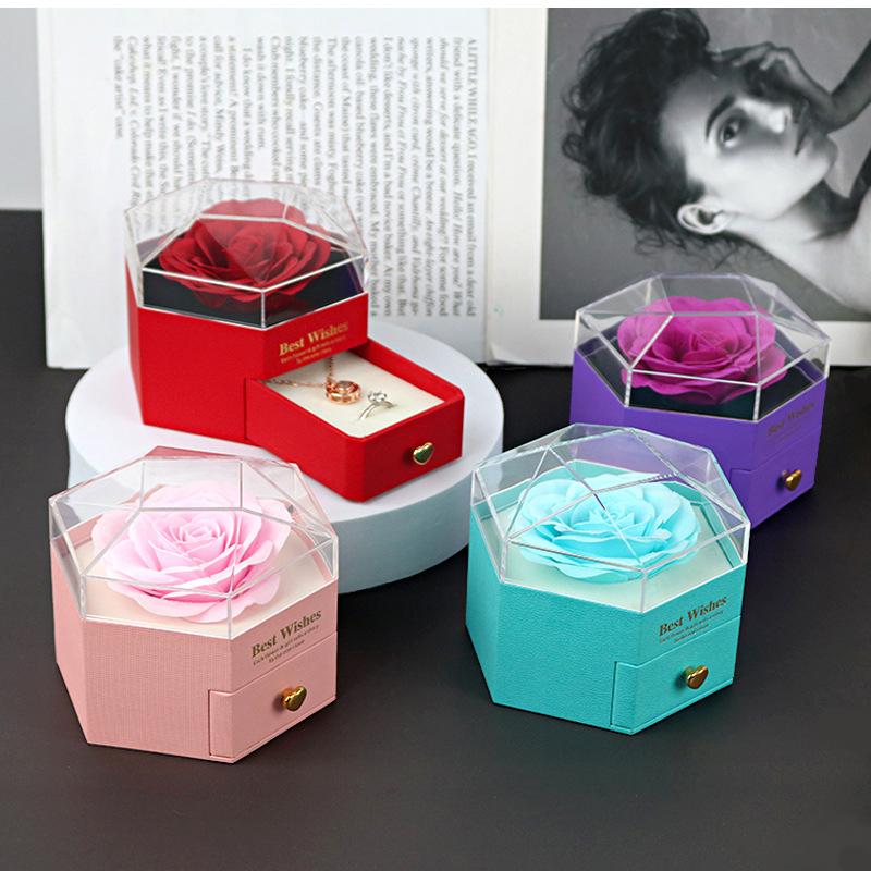 Valentine's Day Container Transparent Soap Flower Birthday Party Packaging Box Creative Gift Accessories