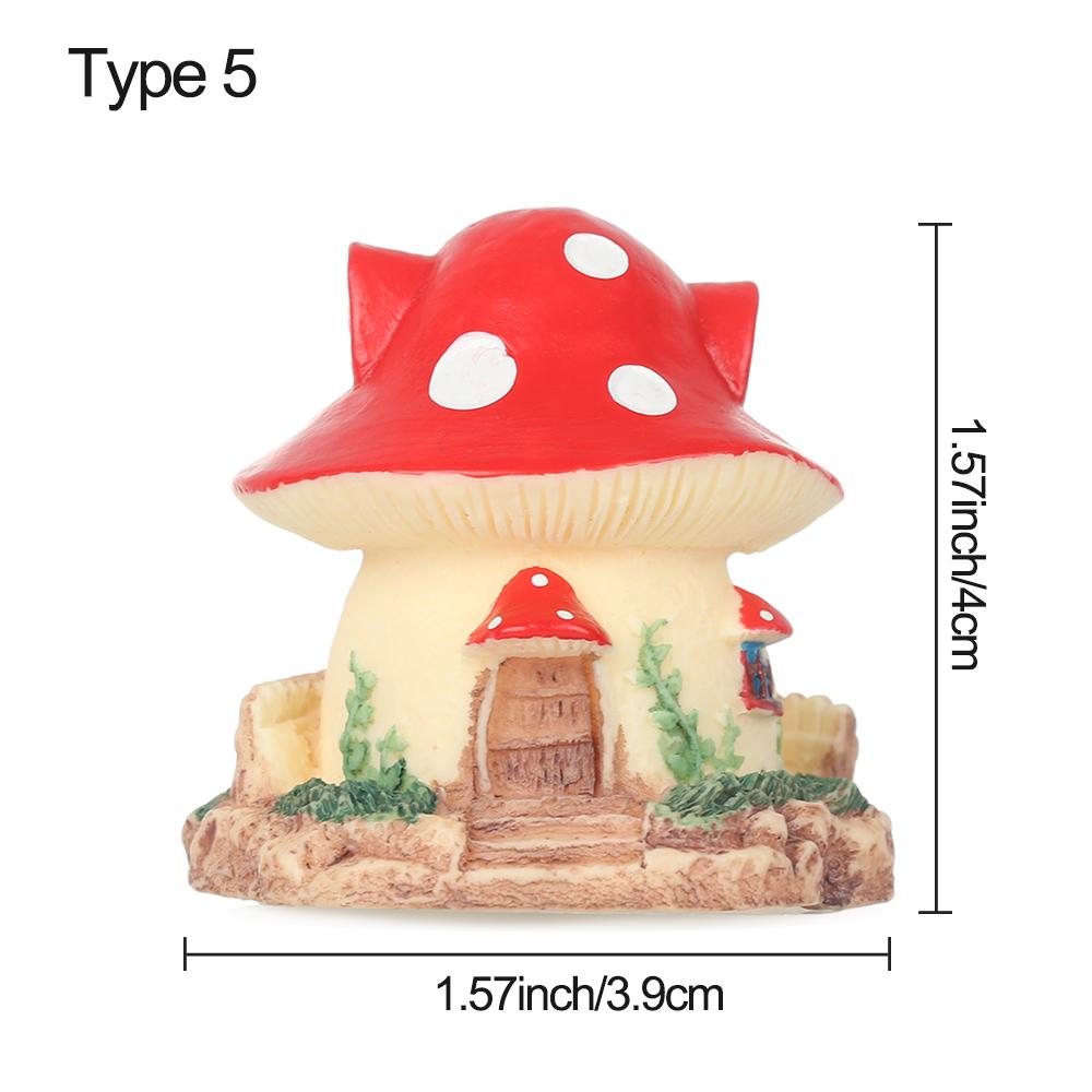 Bonsai Ornament Mushroom Figurines Miniature Mushroom House Gnome Terrarium Micro Landscape