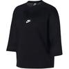 Nike Solid Color Logo Print Mesh Panel Crew Neck Long Sleeve Sweatshirt Women Tops Black AR2324-010