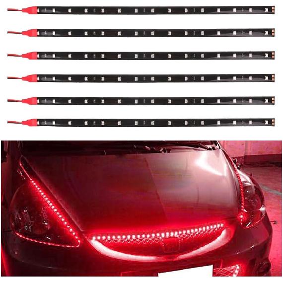 6PCS LED Strip Underbody Light, 12V 1Ft Flexible Auto Light Strip, Waterproof Car Underglow Strip, High Brightness Car Interior & Exterior Decoration