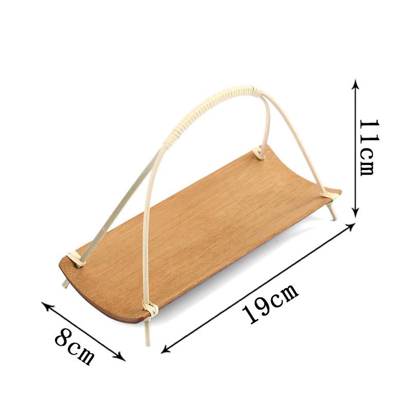 Creative Home Bamboo Snack Basket Japanese Style Tray Fruit Plate Pastry Box with Handle
