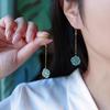 Серьги-подвески из винтажного синего нефрита высшего качества с ажурной резкой и швензами из стерлингового серебра 925 пробы