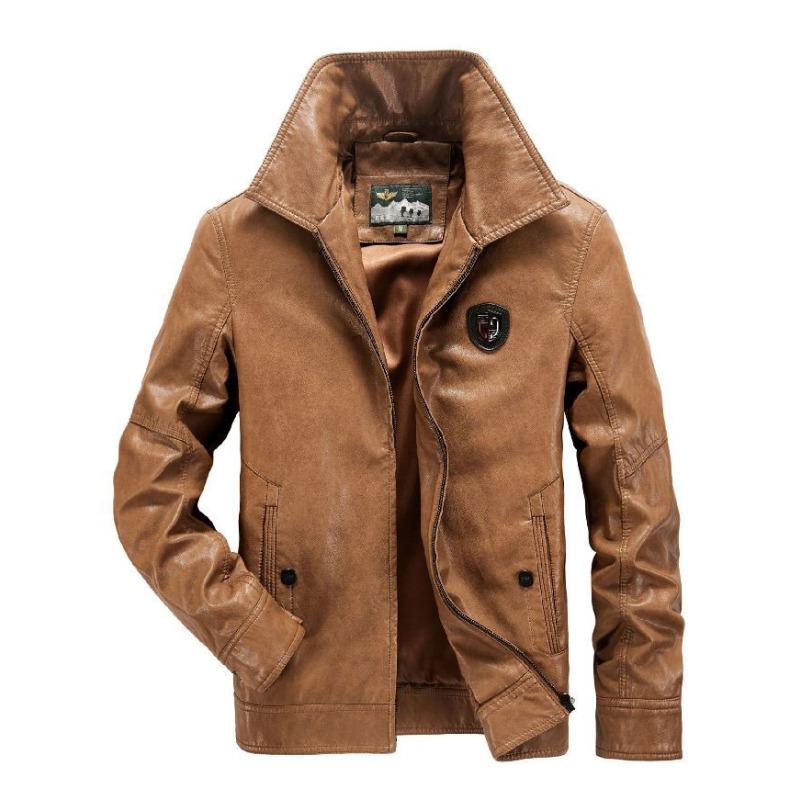 Новая кожаная куртка мужская модная приталенная куртка с лацканами