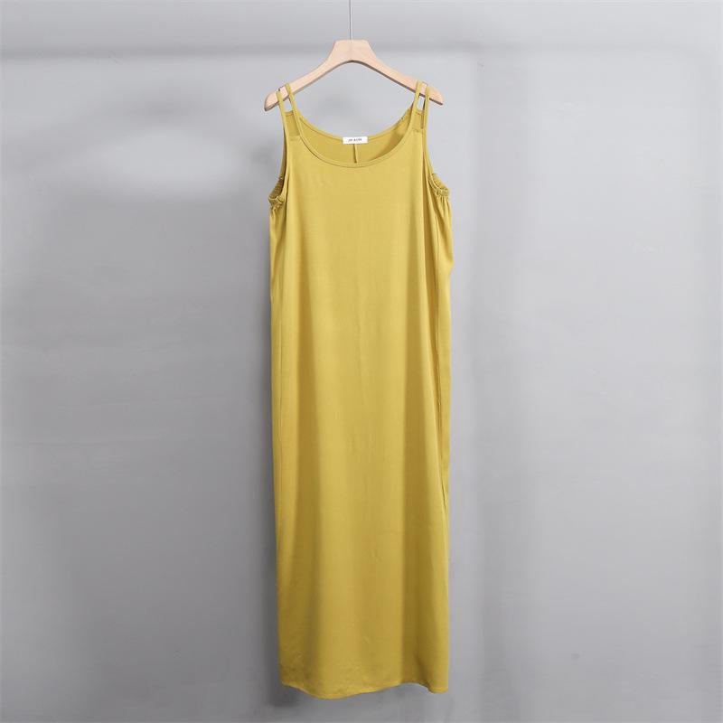 2025 New Sleeveless Cotton Rayon Slip Dress: Women's French Summer Beach Tank Maxi