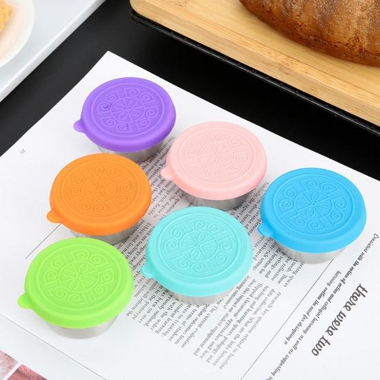 40 мл чашка для соуса из нержавеющей стали, герметичная силиконовая крышка, многоразовый контейнер для ланча, держатель для приправ, не содержащий BPA