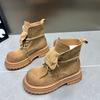 Женские замшевые ботинки 2025 Осень/Зима Новый стиль Британский стиль Толстая подошва Увеличивающие рост Ботильоны Ретро женская обувь