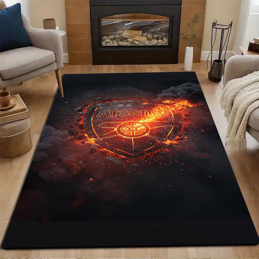 Fiery Arsenal Emblem Design Patterned carpet, non slip mat suitable for living room and bedroom sofas