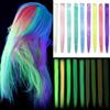 Заколки для волос Светящиеся накладные волосы Радужные синтетические волосы Длинные прямые накладные волосы для вечеринки