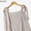 ZANZEA Womens Summer Lace Up Straps Sleeveless Stripe Wide Leg Jumpsuits