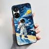 Чехол для ZTE Blade V40S / Axon 40 SE / V70 Pro Чехол Эстетичный Милый Кот Астронавт Мягкий Черный Матовый Защитный Корпус Задняя Крышка