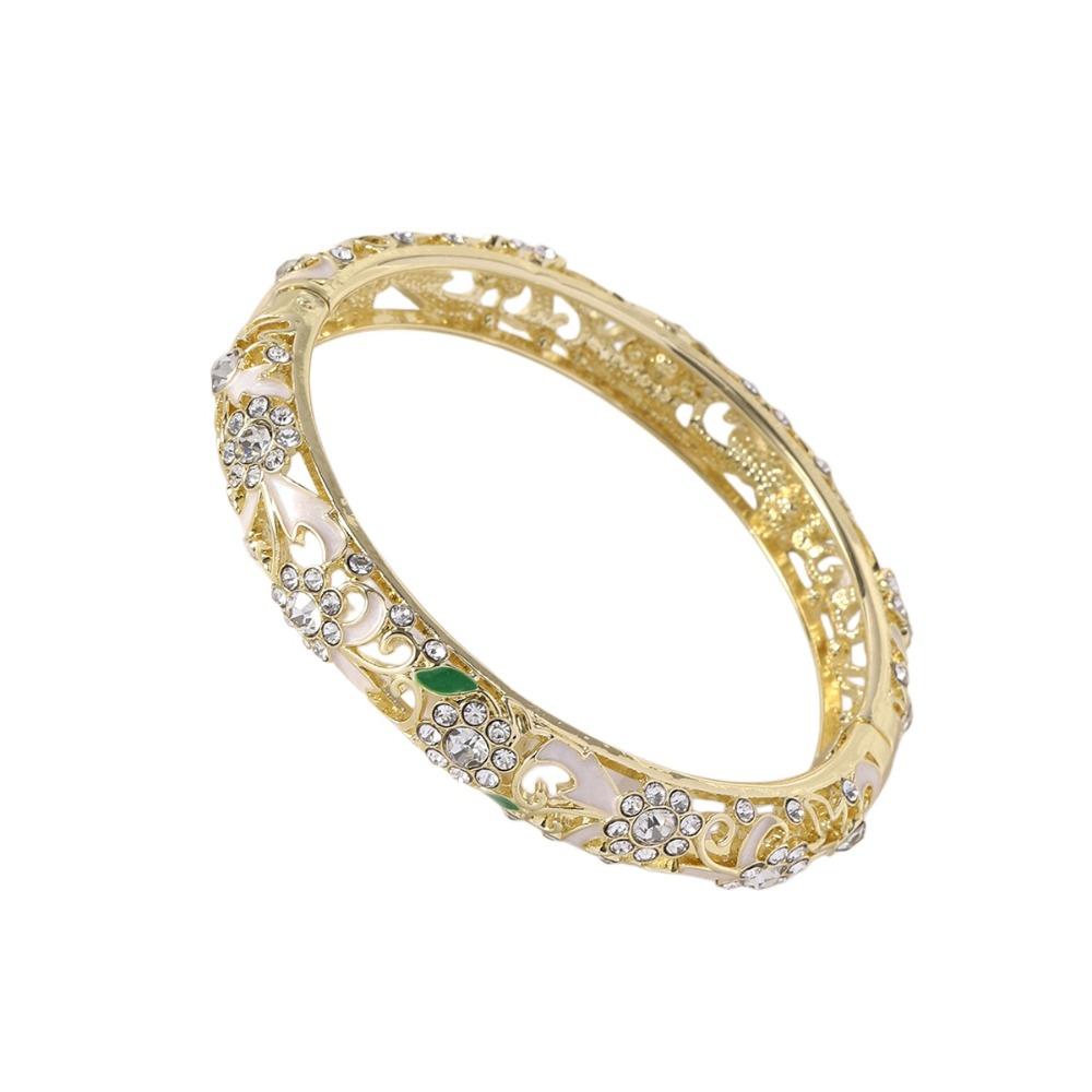 Rhinestone Flower Crystal Bangle Hollow Women's Hand Bracelet Jewelry Gifts