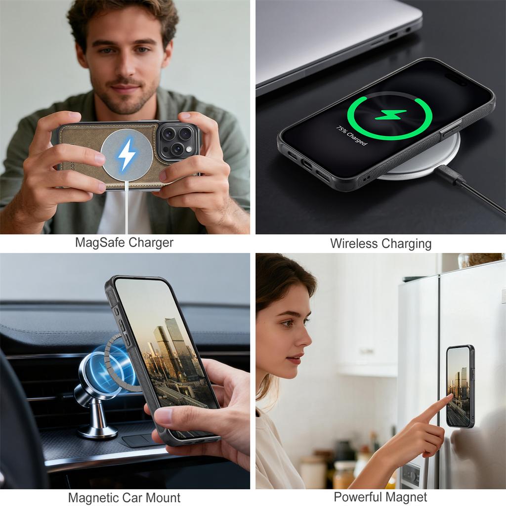 2-in-1 Magnetic Detachable Wallet Case for iPhone 13/13 Pro/13 Pro Max - PU Leather, Card Slots, MagSafe Charging, 360° Protection & Kickstand