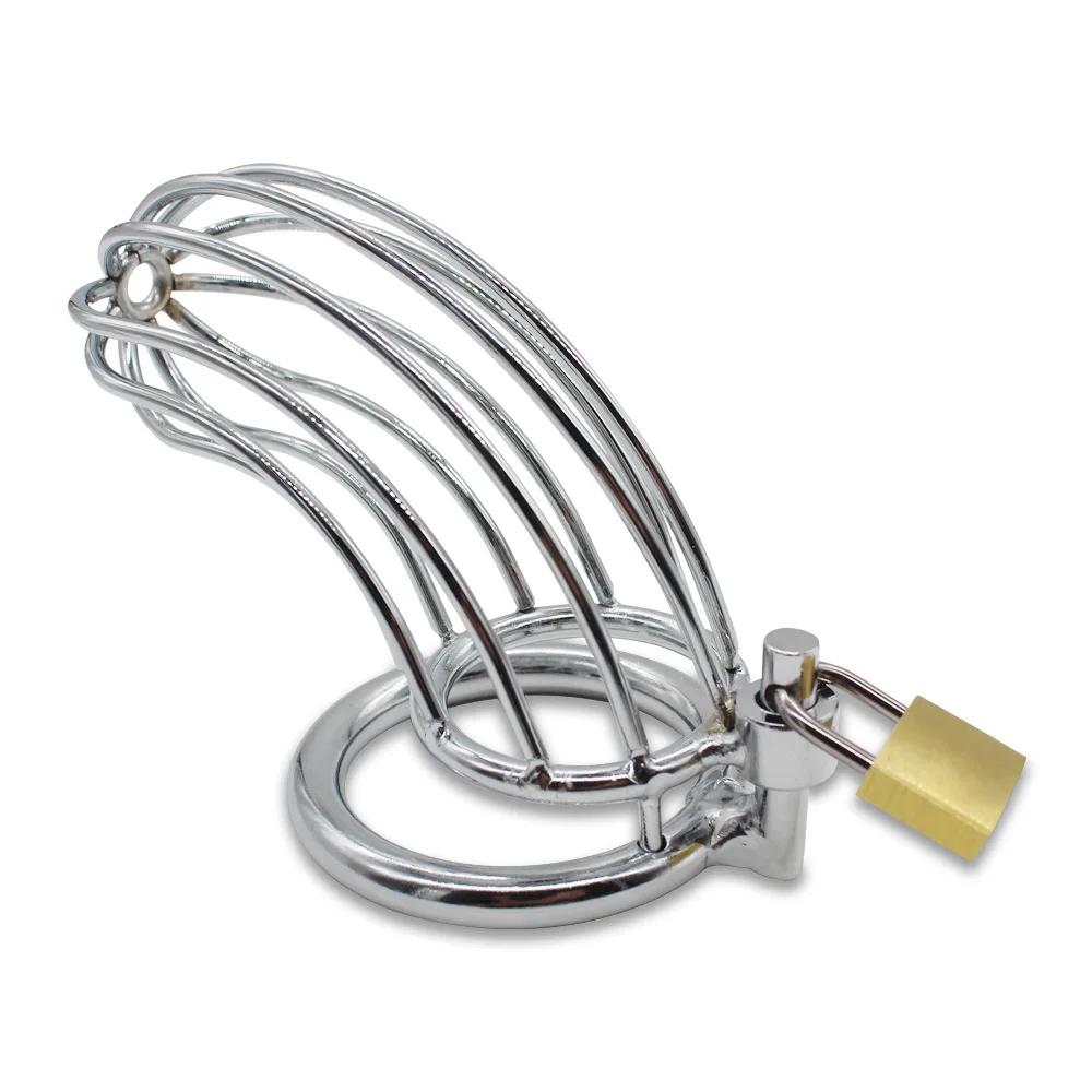 New Men's Chastity Cage Metal Wearable CB Lock Penis Restraint Device Three C-Ring Options Celibacy Adult Sex Toys BDSM Training
