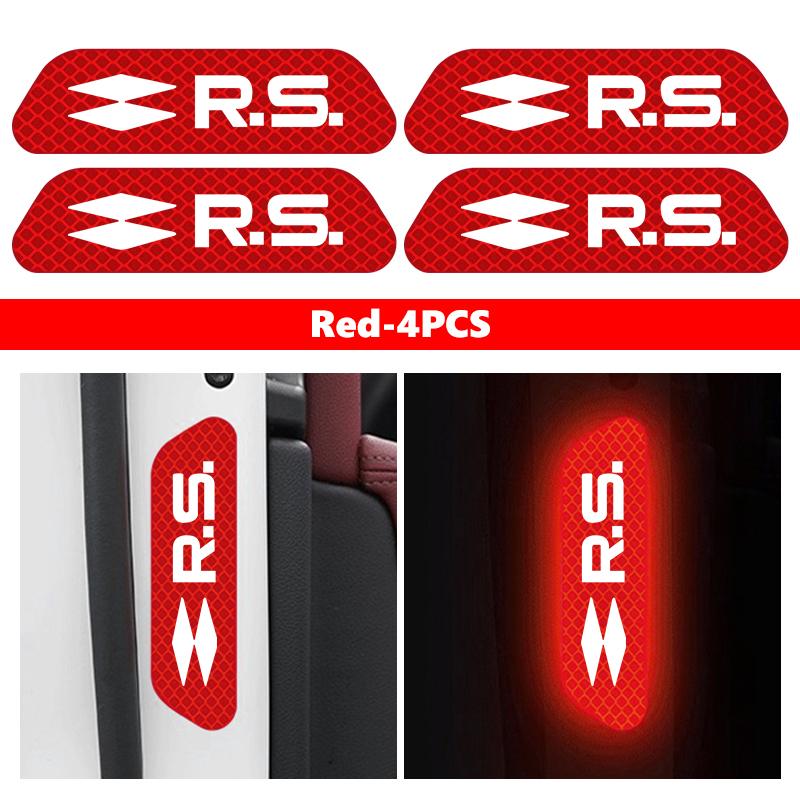 4pcs Car Reflective Strip Stickers Door Open Warning Safety Tape For Renault Clio Dacia RS Megan Scenic Logan Laguna Kadjar RR9