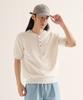 ANALOG MOOD Formal Henley Neck Cooling Short Sleeve Knit (Ivory)